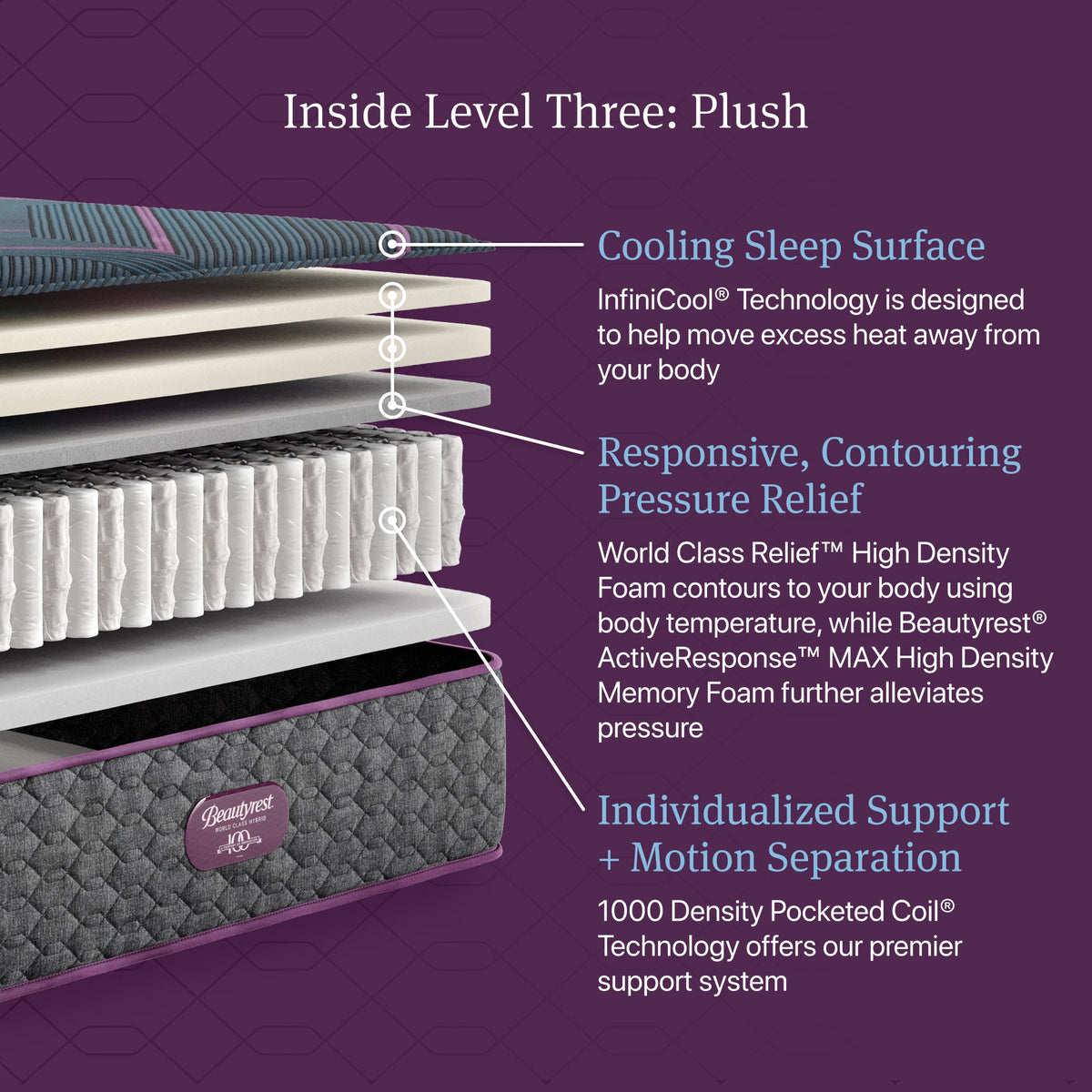 Beautyrest World Class Hybrid Level Three Plush Tight Top Mattress