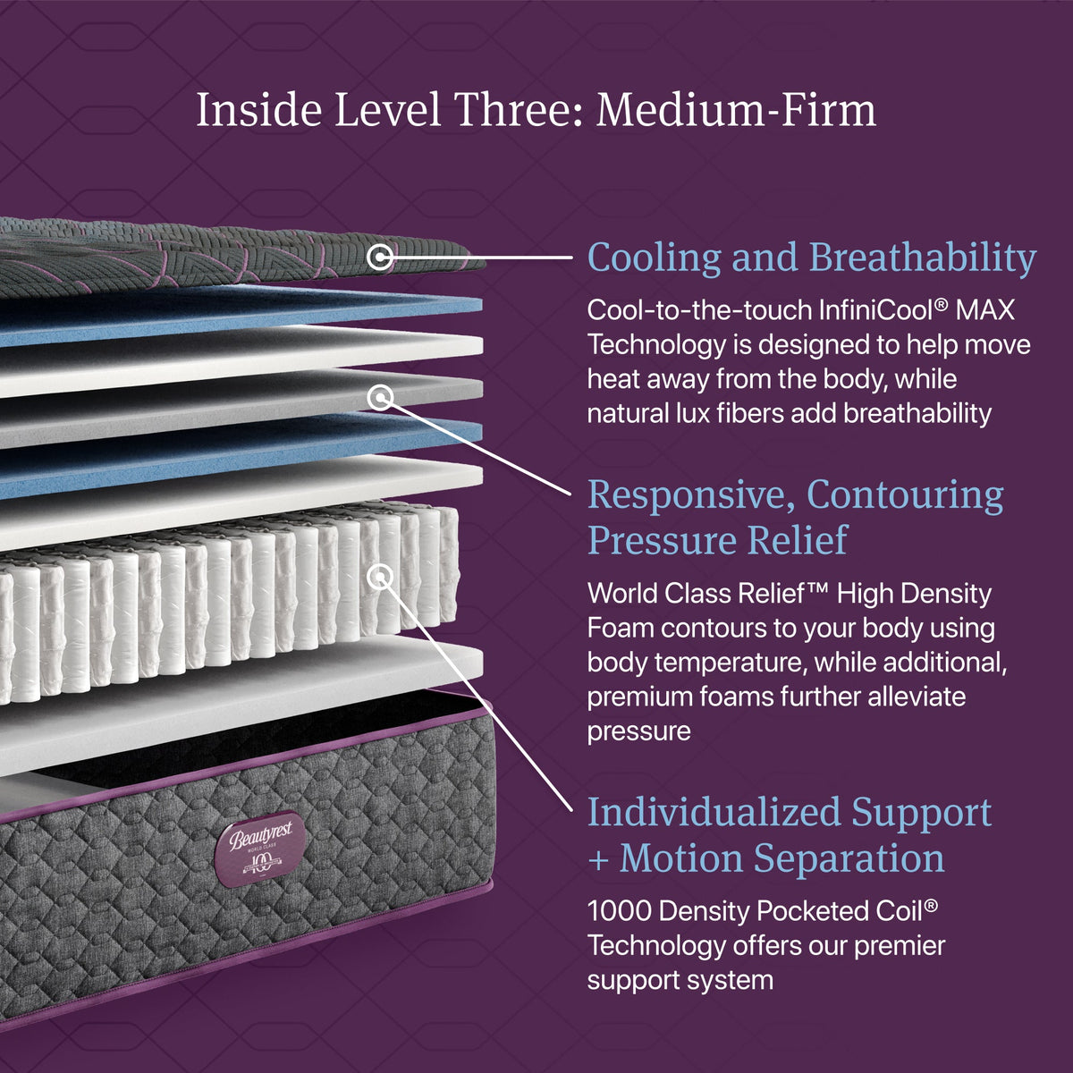 Beautyrest World Class Level Three Medium Firm Tight Top Mattress