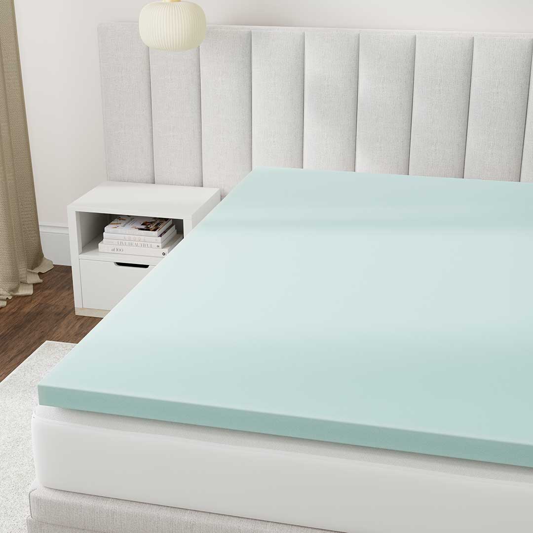 BedTech 3-inch memory foam topper, corner view