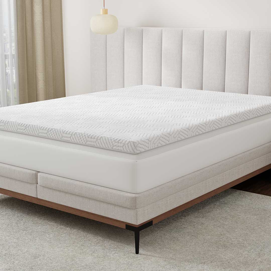 BedTech phase change cooling topper cover on a mattress